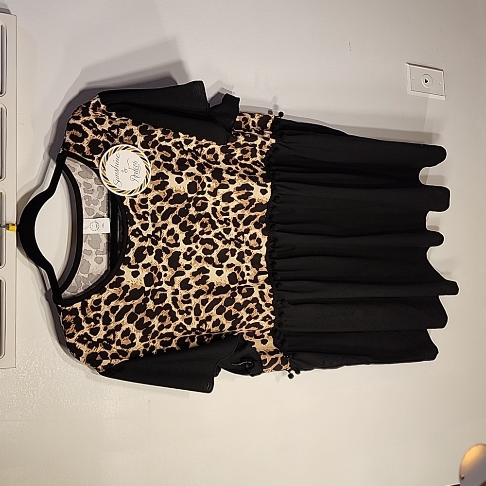 Leopard Print/Black Blouse
